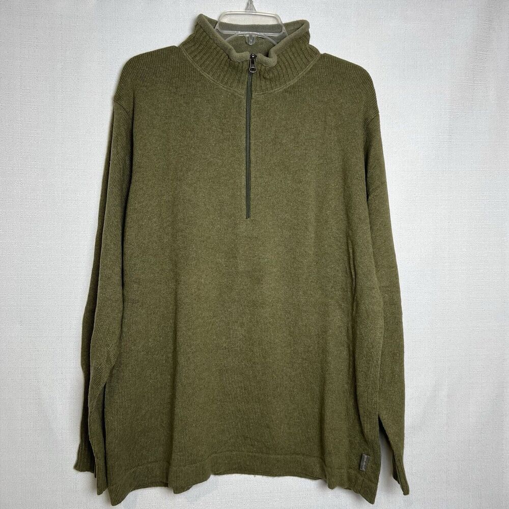 Woolrich Sweater Mens Size Medium Olive Outdoor Long Sleeve 1/4 Zip Pullover